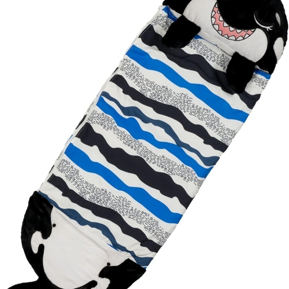 Kids Black and Blue Orca Sleeping Bag
